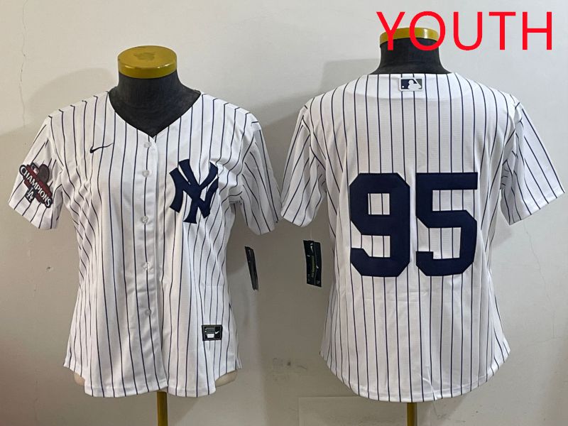 Youth New York Yankees 95 No Name White Stripe Game 2025 Nike MLB Jersey style 1
